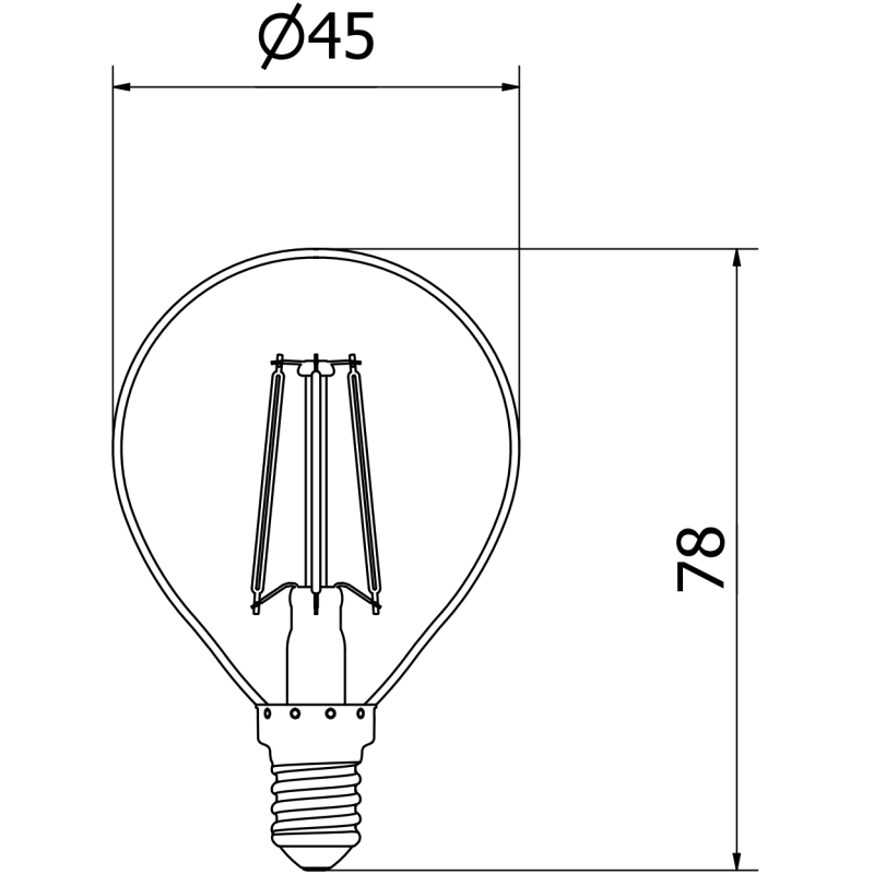 Mexen Vintis LED Filament Bulb E14, G45, 4W, Warm - 2700K, 470 lm, clear - L156-E14-0427-00