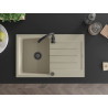 Mexen Bruno 1-bowl granite sink with drainer 795 x 495 mm, beige, black siphon - 6513791010-69-B