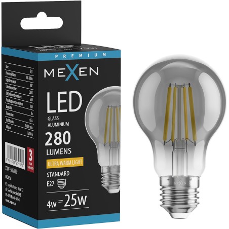 Mexen Vintis LED Filament Bulb E27, A60, 4W, Warm - 2200K, 280 lm, smoke - L150-E27-0422-70