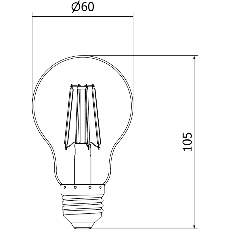Mexen Vintis LED Filament Bulb E27, A60, 4W, Warm - 2700K, 400 lm, amber - L150-E27-0427-50