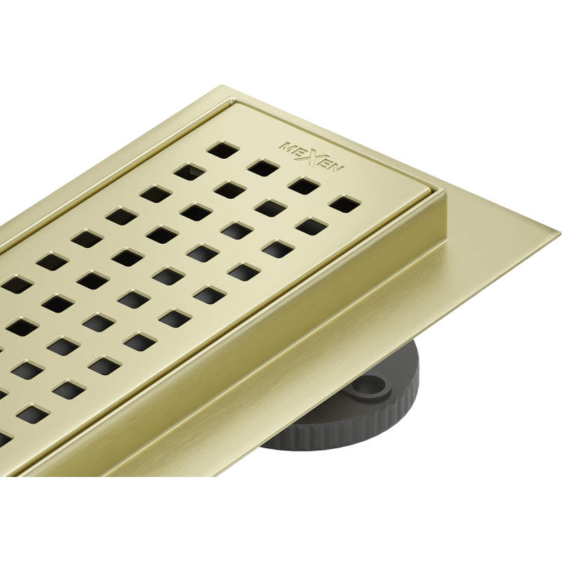 Mexen Flat 360° M08 50 cm Rotating Linear Drain, Brushed Gold - 1A25050-40