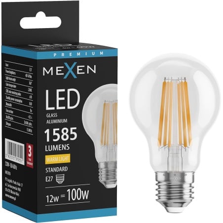 Mexen Vintis LED Filament Bulb E27, A60, 12W, Warm - 2700K, 1585 lm, clear - L150-E27-1227-00