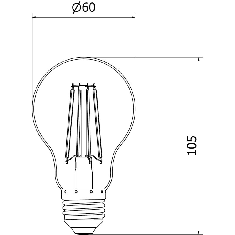 Mexen Vintis LED filament bulb E27, A60, 8W, Cold - 6500K, 1055 lm, clear - L150-E27-0865-00