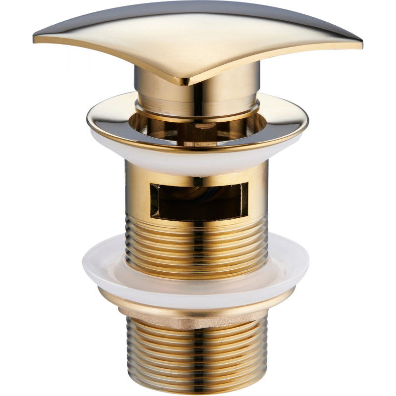 Mexen click-clack square waste with overflow, gold - 79926-50