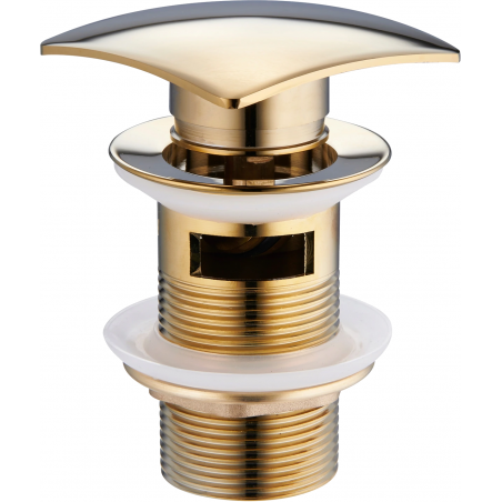 Mexen click-clack square waste with overflow, gold - 79926-50