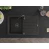 Mexen Bruno granite sink 1-bowl with drainer 795 x 495 mm, black/gold metallic, black siphon - 6513791010-75-B