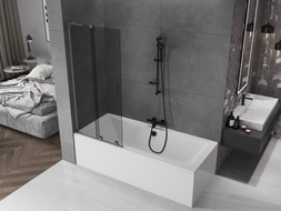 Mexen Velar L two-panel sliding bathtub screen 80 x 150 cm, graphite, brushed gun gray - 896-080-003-41-66