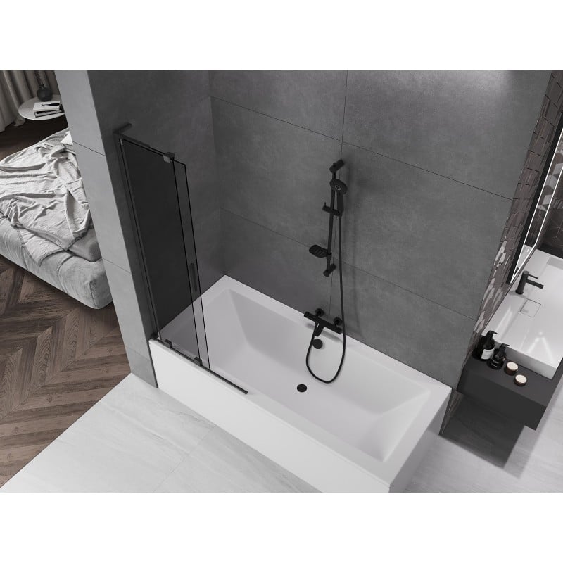 Mexen Velar L 2-panel sliding bathtub screen 85 x 150 cm, graphite, black - 896-085-003-41-70