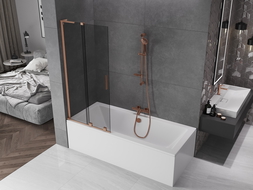 Mexen Velar L bathtub screen 2-wing sliding 85 x 150 cm, graphite, brushed copper - 896-085-003-41-65