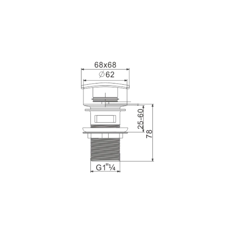 Mexen square click-clack drain plug with overflow, black - 79926-70