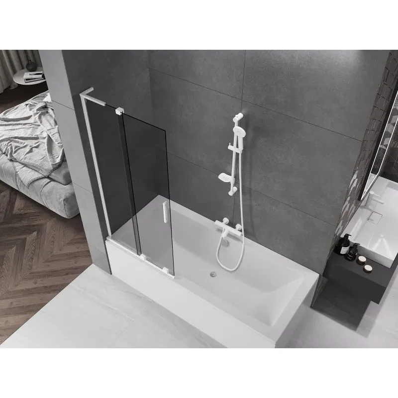 Mexen Velar L bath screen 2-wing sliding 80 x 150 cm, graphite, white - 896-080-003-41-20
