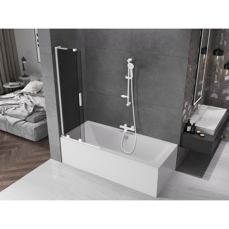 Mexen Velar L bath screen 2-wing sliding 80 x 150 cm, graphite, white - 896-080-003-41-20
