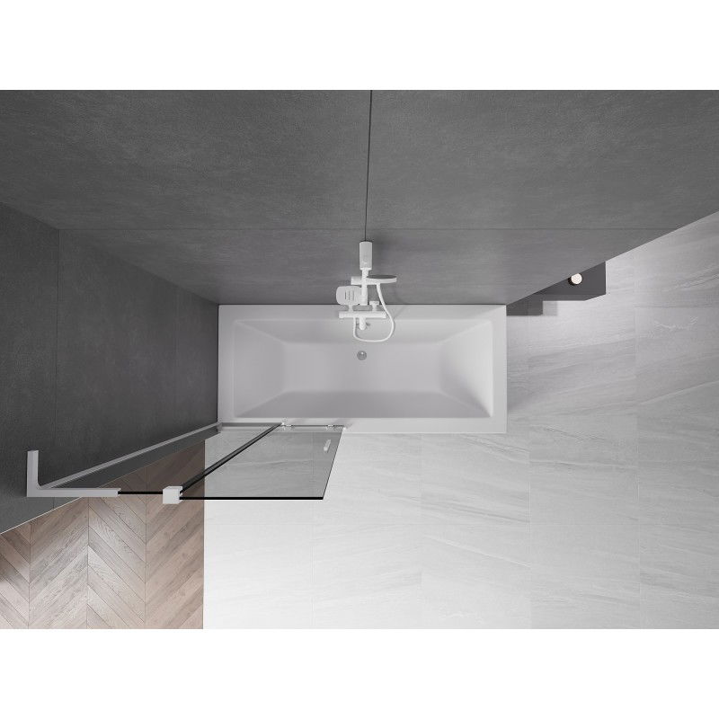 Mexen Velar L bath screen 2-wing sliding 80 x 150 cm, graphite, white - 896-080-003-41-20