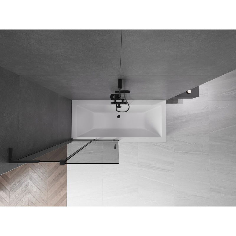 Mexen Velar L 2-wing Sliding Bath Screen 95 x 150 cm, Graphite, Black - 896-095-003-41-70