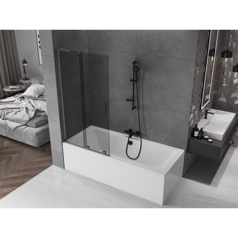 Mexen Velar L 2-wing sliding bath screen 90 x 150 cm, graphite, brushed gun gray - 896-090-003-41-66