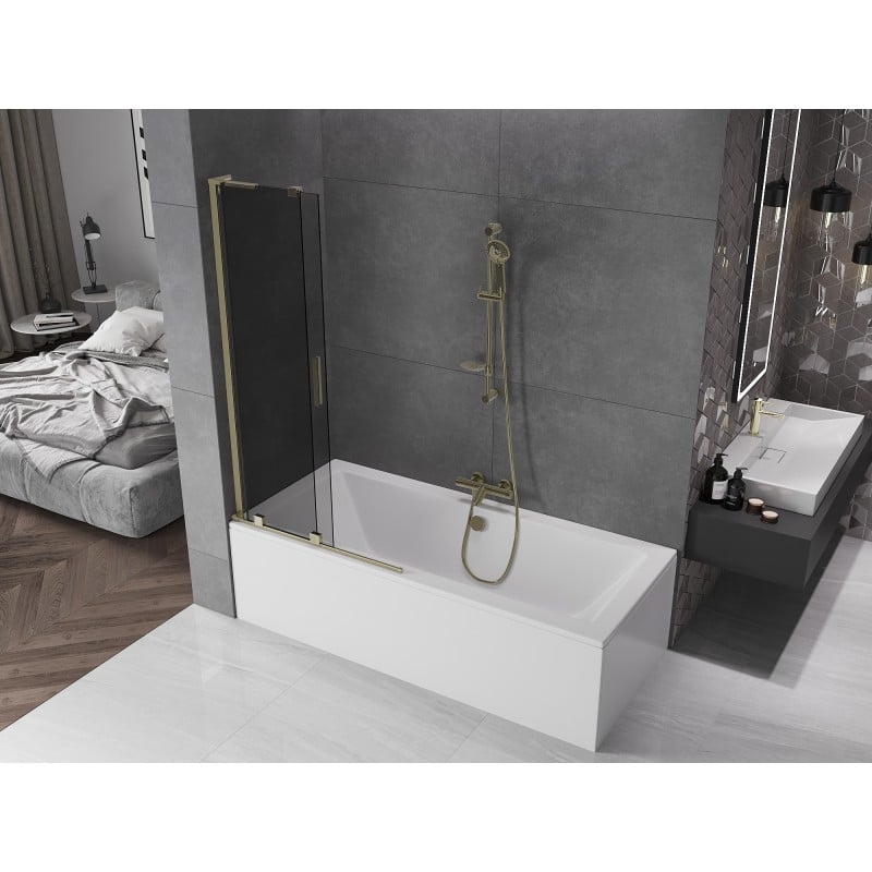 Mexen Velar L 2-panel sliding bath screen 95 x 150 cm, graphite, gold - 896-095-003-41-50