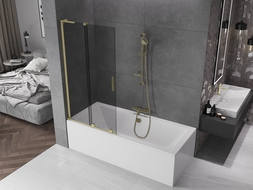 Mexen Velar L two-panel sliding bath screen 95 x 150 cm, graphite, brushed gold - 896-095-003-41-55