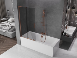 Mexen Velar L 2-panel Sliding Bath Screen 95 x 150 cm, Graphite, Rose Gold - 896-095-003-41-60