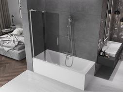 Mexen Velar L 2-wing Sliding Bath Screen 100 x 150 cm, Graphite, Brushed Nickel - 896-100-003-41-97