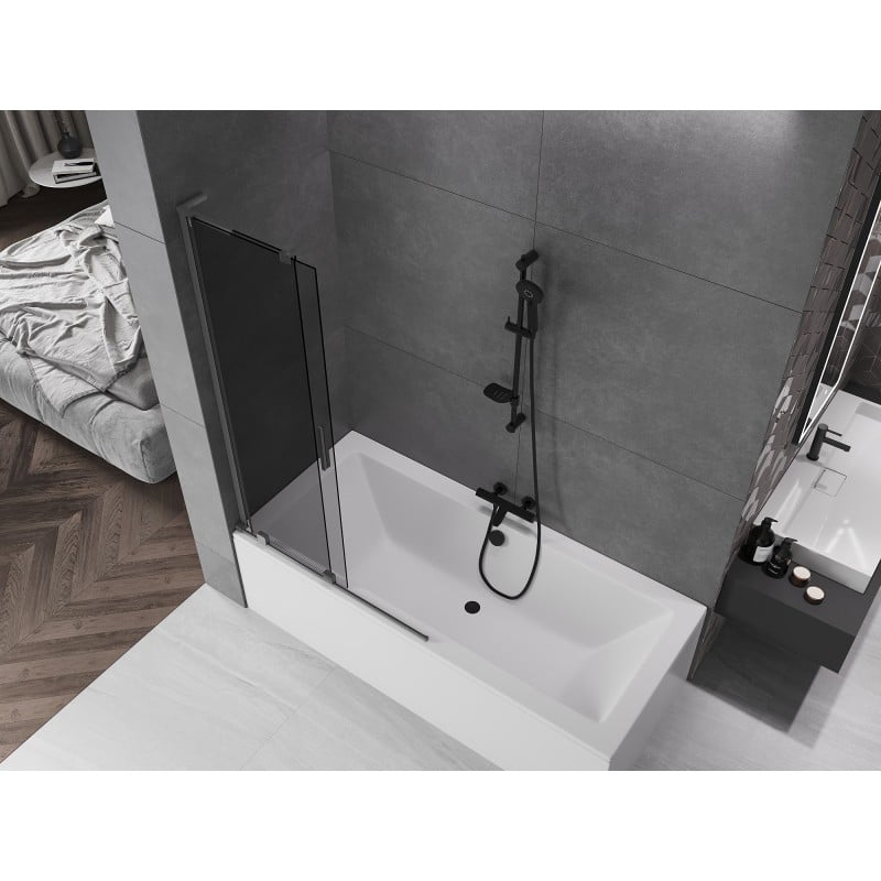 Mexen Velar L 2-wing sliding bath screen 100 x 150 cm, graphite, gun metal - 896-100-003-41-95