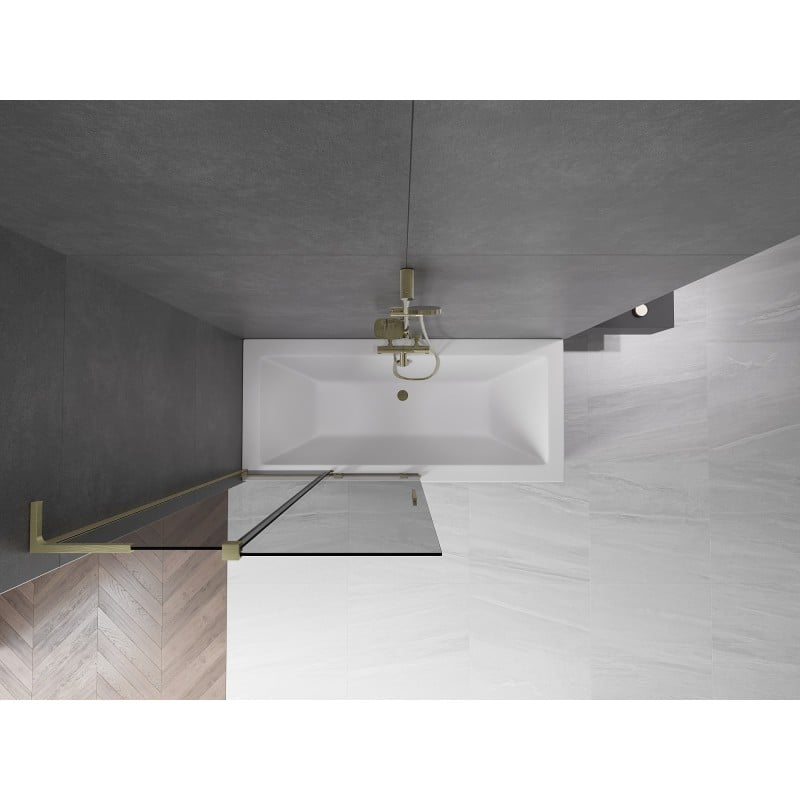 Mexen Velar L Bath Screen 2-wing Sliding 100 x 150 cm, Graphite, Brushed Gold - 896-100-003-41-55