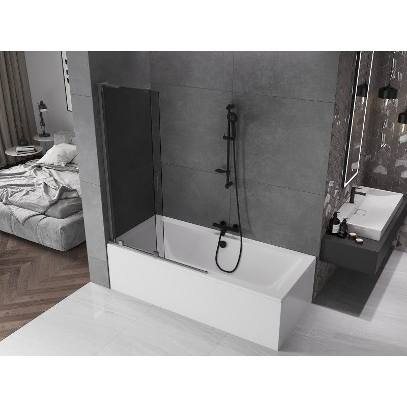 Mexen Velar L bath screen 2-wing sliding 110 x 150 cm, graphite, gun metal - 896-110-003-41-95