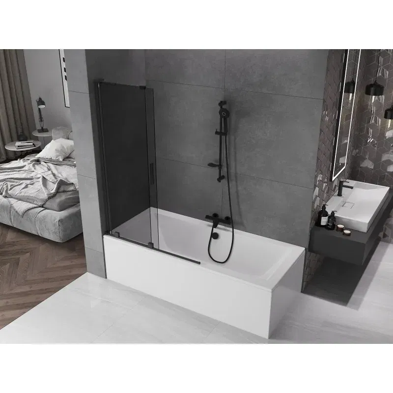 Mexen Velar L 2-wing sliding bath screen 110 x 150 cm, graphite, black - 896-110-003-41-70