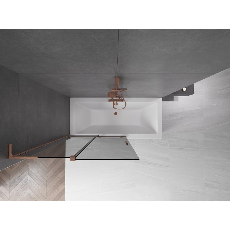 Mexen Velar L Two-wing Sliding Bath Screen 110 x 150 cm, Graphite, Brushed Copper - 896-110-003-41-65