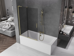 Mexen Velar L 2-panel sliding bath screen 110 x 150 cm, graphite, brushed gold - 896-110-003-41-55