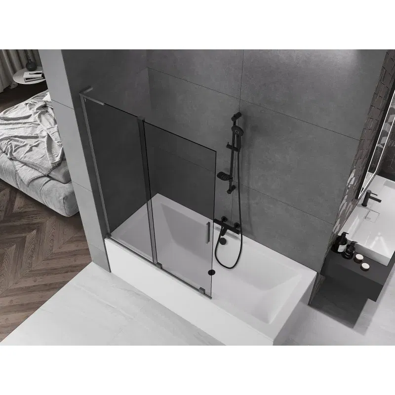 Mexen Velar L 2-panel sliding bath screen 120 x 150 cm, graphite, brushed gun gray - 896-120-003-41-66