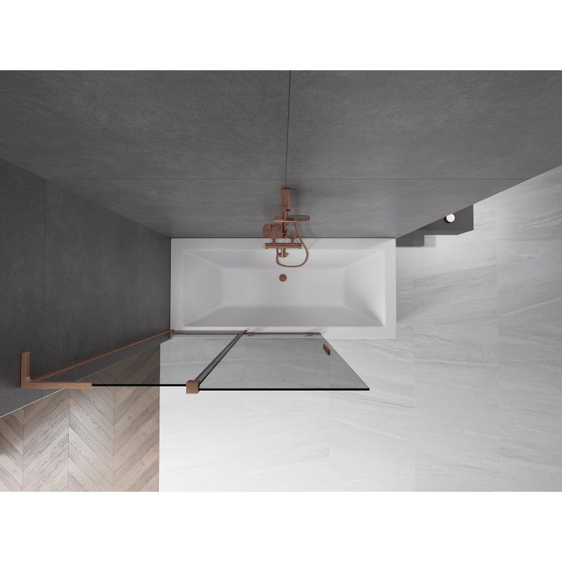 Mexen Velar L bath screen 2-panel sliding 120 x 150 cm, graphite, brushed copper - 896-120-003-41-65