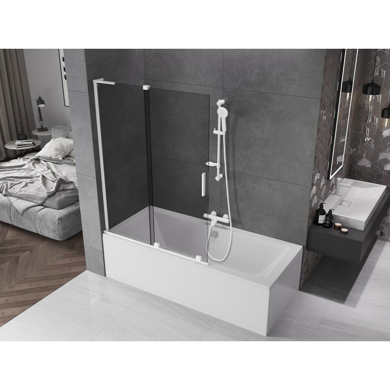 Mexen Velar L 2-panel sliding bathtub screen 120 x 150 cm, graphite, white - 896-120-003-41-20