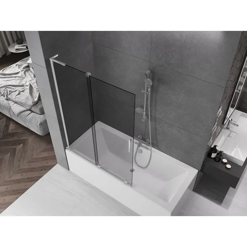 Mexen Velar L 2-wing sliding bath screen 120 x 150 cm, graphite, chrome - 896-120-003-41-01