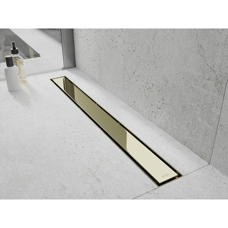 Mexen Flat 360° M13 2-in-1 Rotating Linear Drain 90 cm, Gold - 1510090-40