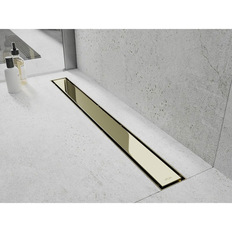 Mexen Flat 360° M13 2-in-1 Rotating Linear Drain 70 cm, Gold - 1510070-40
