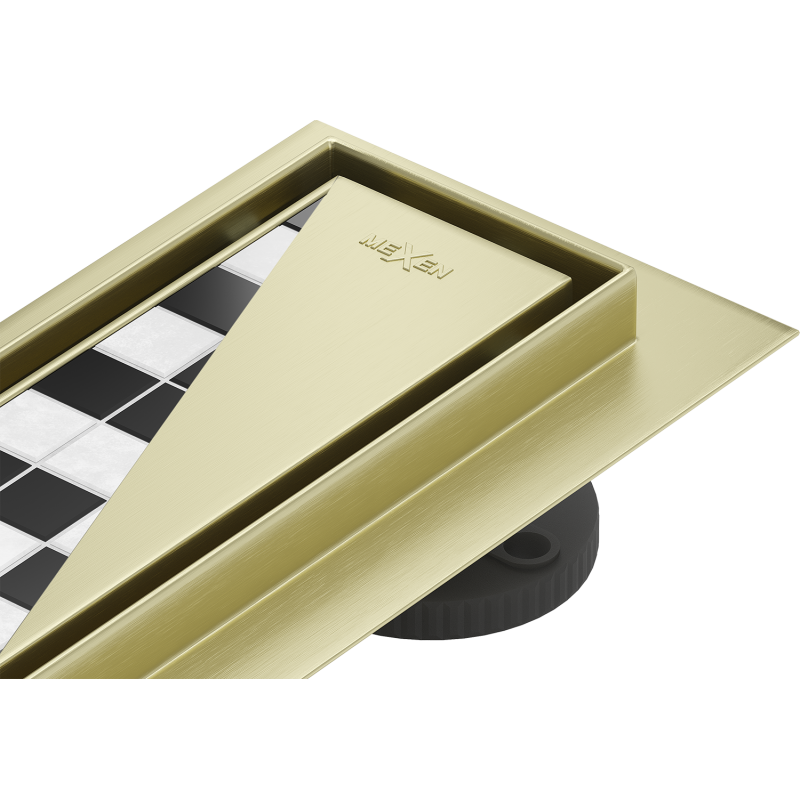 Mexen Flat 360° M13 rotational linear drain 2-in-1 90 cm, brushed gold - 1A10090-40