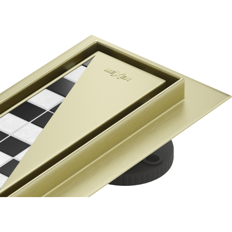 Mexen Flat 360° M13 Linear Rotating Drain 2-in-1 100 cm, Brushed Gold - 1A10100-40