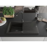 Mexen Cesar single-basin granite sink with drainer 775 x 470 mm, black/gold metallic, black siphon - 6514771010-75-B