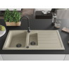 Mexen Andres 1.5-bowl granite sink with drainer 1000 x 500 mm, beige, black siphon - 6515101510-69-B