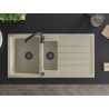 Mexen Andres 1.5-bowl granite sink with drainer 1000 x 500 mm, beige, black siphon - 6515101510-69-B
