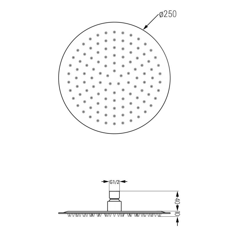 Mexen Slim rain shower head 25 cm, brushed gun gray - 79225-66