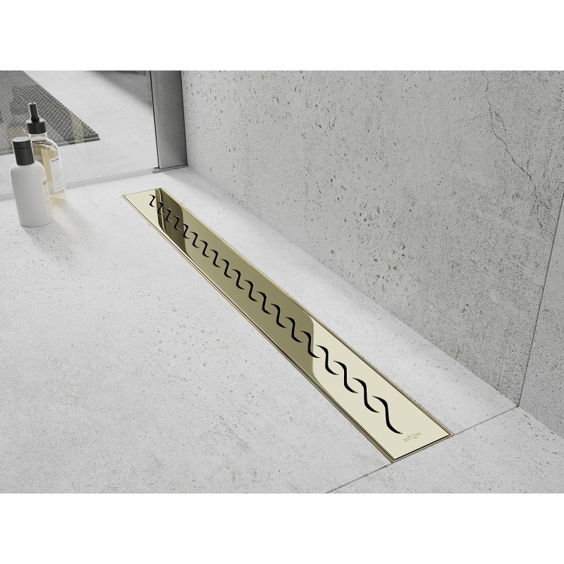 Mexen Flat 360° M18 rotational linear drain 100 cm, gold - 1523100-40