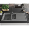Mexen Andres granite sink 1.5-bowl with drainer 1000 x 500 mm, gray, black siphon - 6515101510-71-B