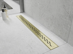 Mexen Flat 360° M18 Rotating Linear Drain 90 cm, Brushed Gold - 1A23090-40