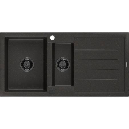 Mexen Andres 1.5-compartment granite sink with a drip tray 1000 x 500 mm Black/Gold metallic, siphon Black - 6515101510-75-B