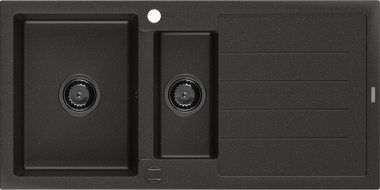 Mexen Andres 1.5-compartment granite sink with a drip tray 1000 x 500 mm Black/Gold metallic, siphon Black - 6515101510-75-B