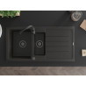 Mexen Andres granite sink 1.5-bowl with drainer 1000 x 500 mm black/gold metallic, black siphon - 6515101510-75-B