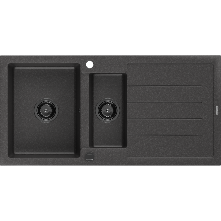 Mexen Andres 1.5-compartment granite sink with a drip tray 1000 x 500 mm spotted black, siphon Black - 6515101510-76-B