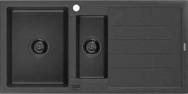 Mexen Andres 1.5-compartment granite sink with a drip tray 1000 x 500 mm spotted black, siphon Black - 6515101510-76-B