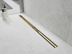 Mexen Flat 360° Slim rotary linear drain 60 cm, gold - 1541060